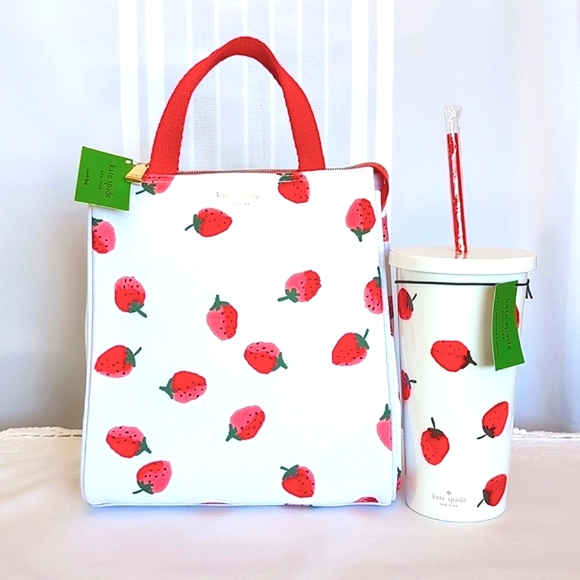 kate spade Handbags - ♠️ Kate Spade Insulated Lunch Bag & Insulated Tumbler Set with Strawberr…
